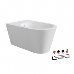 Биде, Alice, Hide, подвесной, шгв 370*570*280, отверстия для смесителя-1, цвет-белый матовый