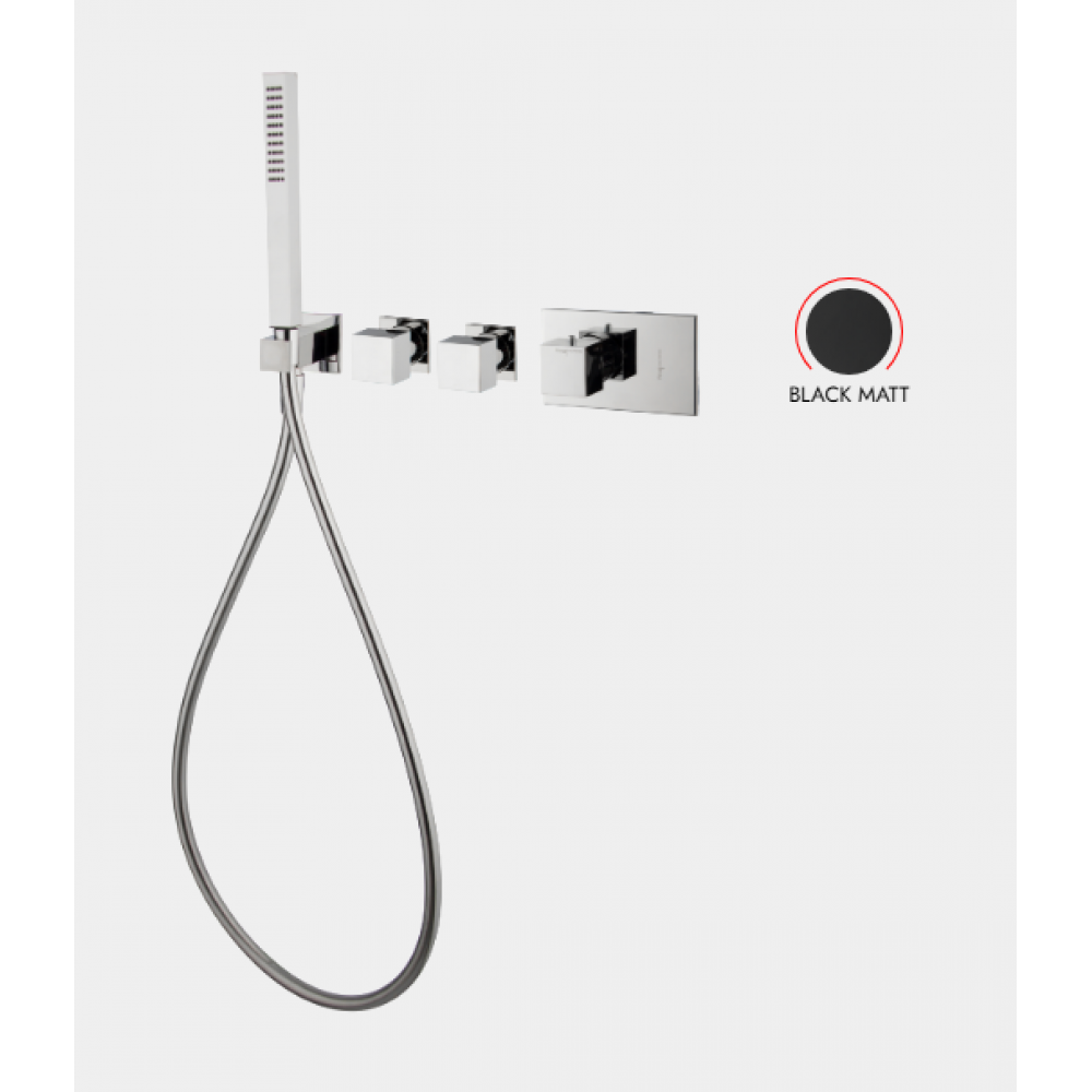 Смеситель для душа, Fima Carlo Frattini, Fimatherm, на 2 потребителя, цвет-черный матовый