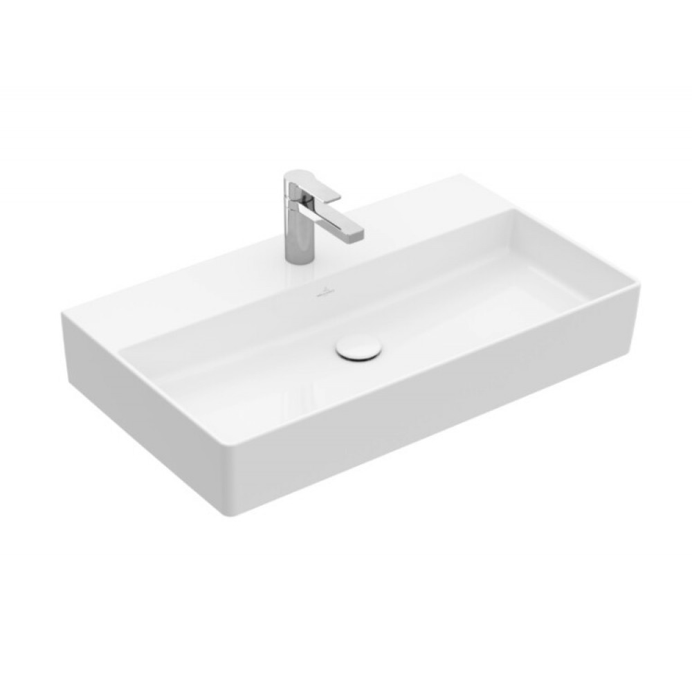 Раковина, Villeroy&Boch, Memento 2.0, шгв 800*470*135, отверстия для смесителя-1 сквозное, 2 промаркированных, цвет-альпийский белый