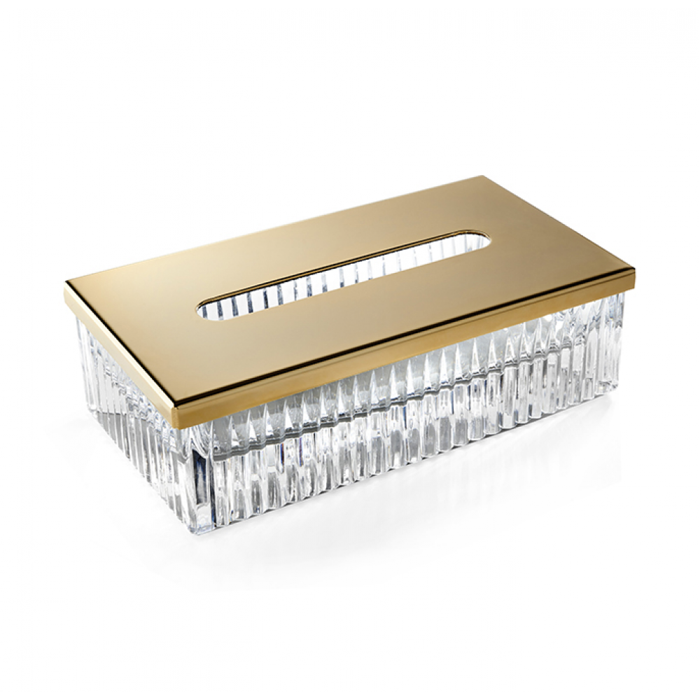 Контейнер для бумажных салфеток, 3SC, Elegance, шгв 230*125*70, цвет-прозрачный хрусталь/золото матовое