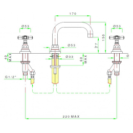 Смеситель для раковины, Nicolazzi, Agora, цвет-Raw Brass