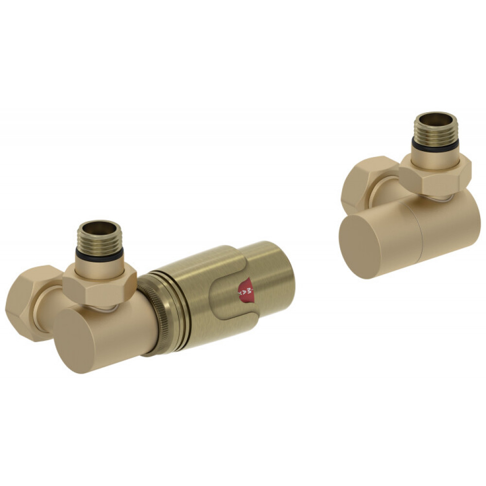 Терморегулятор, Сунержа, 3D, автоматический, G 1/2" НР х G 3/4" НГ, набор, левый, цвет-шампань матовый