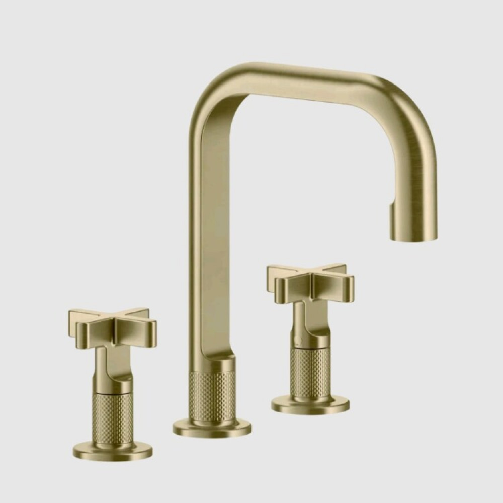 Смеситель для раковины, Gessi, Inciso, цвет-Brushed Brass PVD