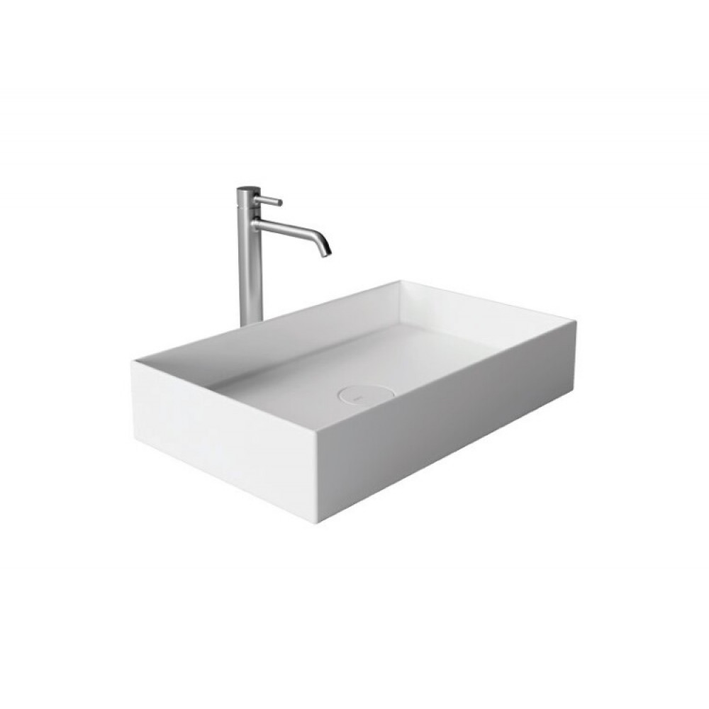 Раковина Alice, Hide, без отверстия для смесителя, белая матовая, 600*370*120