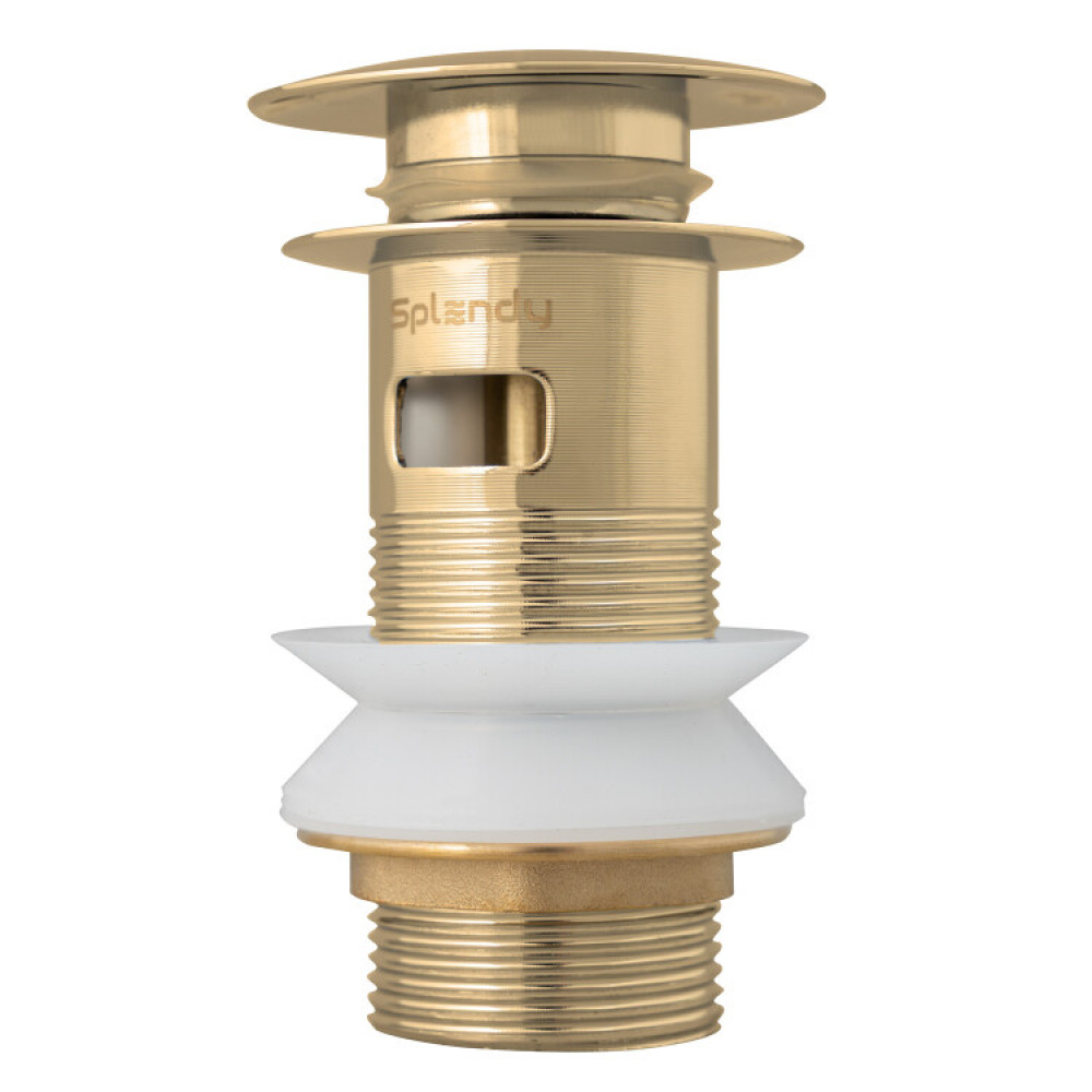 Донный клапан, Splendy, для раковин, с переливом, 1 1/4", цвет-золото матовое (брашированное)
