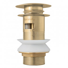 Донный клапан, Splendy, для раковин, с переливом, 1 1/4", цвет-золото матовое (брашированное)