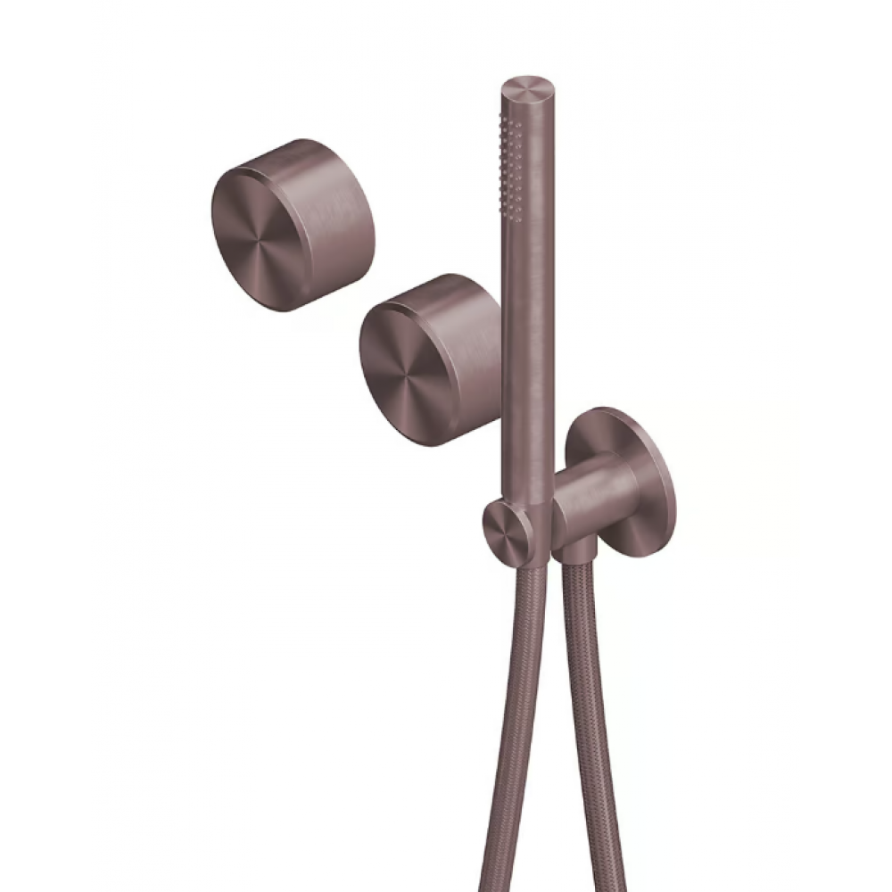 Смеситель для душа, Quadro design, Stereo, на 2 потребителя, цвет-золото розовое (Pink Gold)