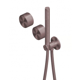 Смеситель для душа, Quadro design, Stereo, на 2 потребителя, цвет-золото розовое (Pink Gold)