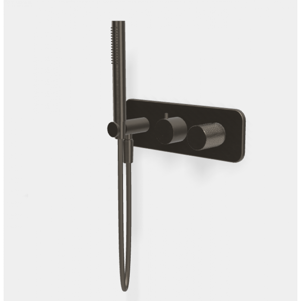 Смеситель для душа, Fima Carlo Frattini, Spillo Tech, G COLLECTION, на 2 потребителя, цвет-хром черный брашированный