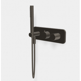 Смеситель для душа, Fima Carlo Frattini, Spillo Tech, G COLLECTION, на 2 потребителя, цвет-хром черный брашированный