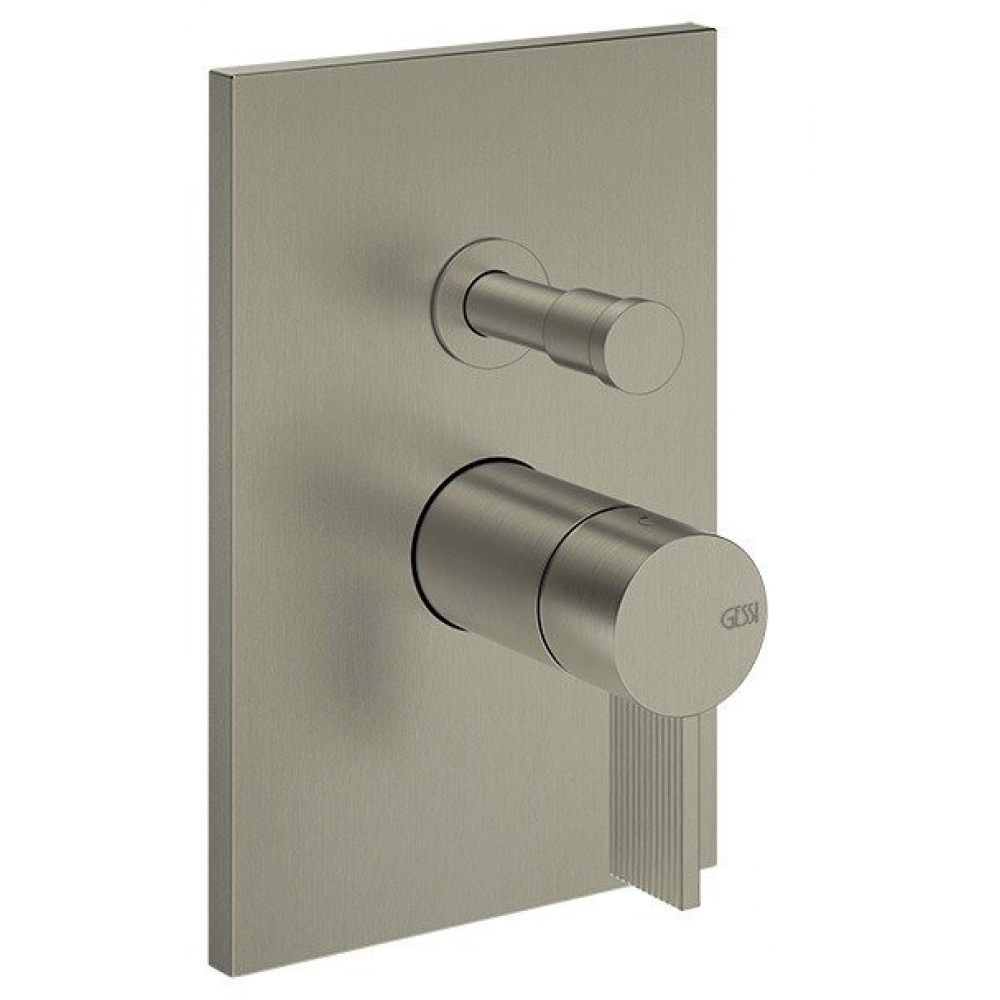 Смеситель для душа, Gessi, Inverso Rigato, на 2 потребителя, с переключателем ванна/душ, цвет-Finox Brushed Nickel