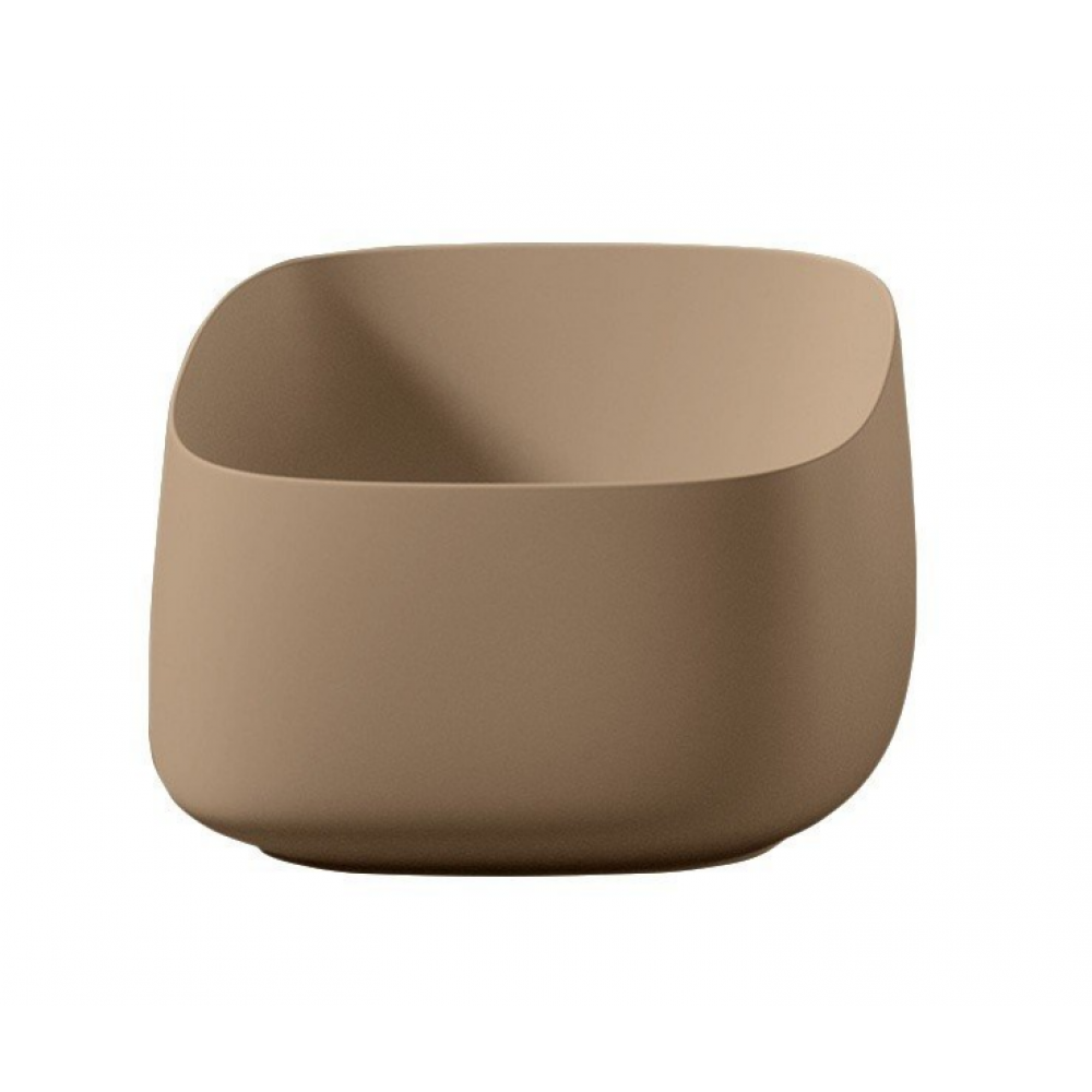 Раковина, Artceram, Cognac Quadro, шгв 430*430*225, отверстия для смесителя-отсутствуют, с донным клапаном, цвет-Tortora