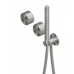 Смеситель для душа, Quadro design, Stereo, на 2 потребителя, цвет-сталь брашированная