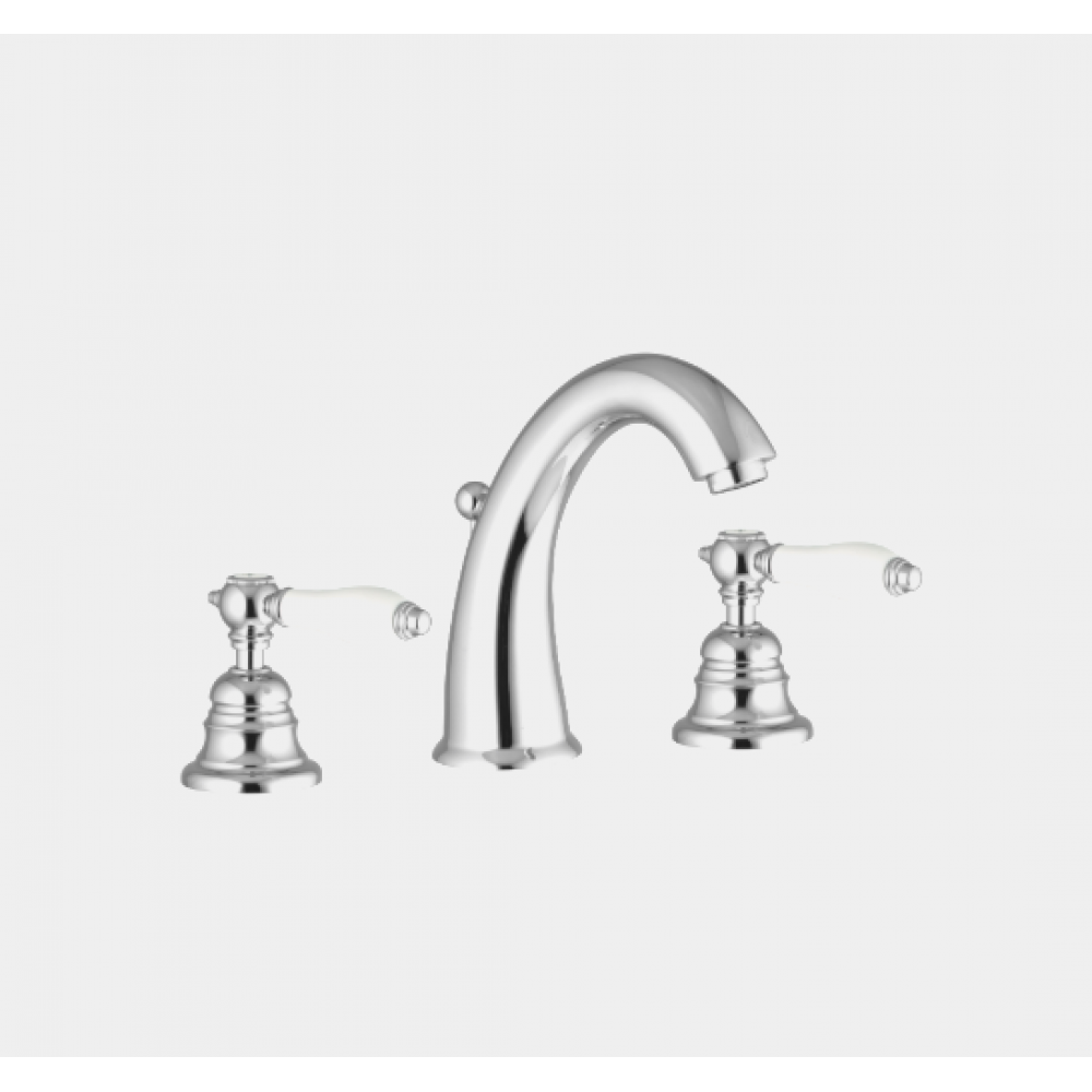 Смеситель для раковины, Fima Carlo Frattini, Herend, цвет-брошированное золото/белый