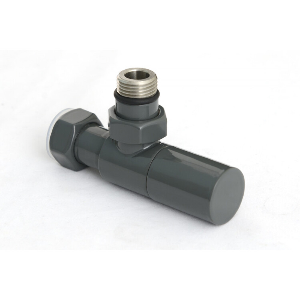 Вентиль, Сунержа, G 1/2" НР х G 3/4" НГ, угловой, цилиндр, цвет-RAL 7043 Транспортный серый B