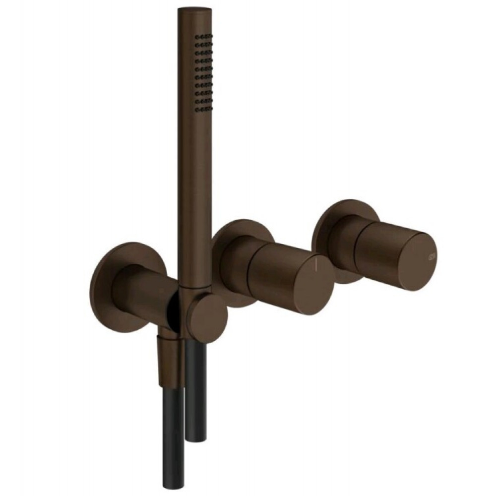 Смеситель для душа, Gessi, Habito Unito, на 2 потребителя, цвет-Dark Bronze