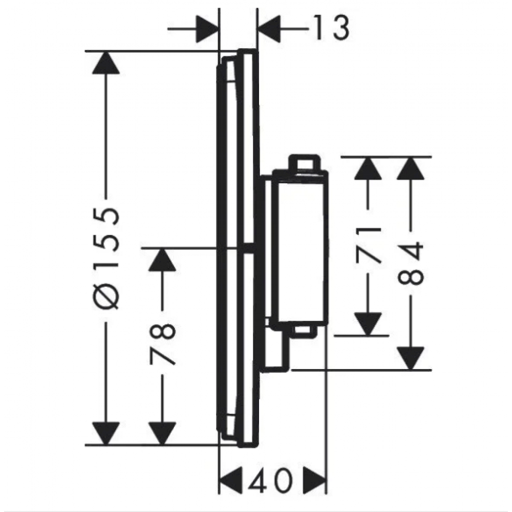 Смеситель для душа, Hansgrohe, ShowerSelect Comfort S, на 2 потребителя, цвет-хром черный шлифованный