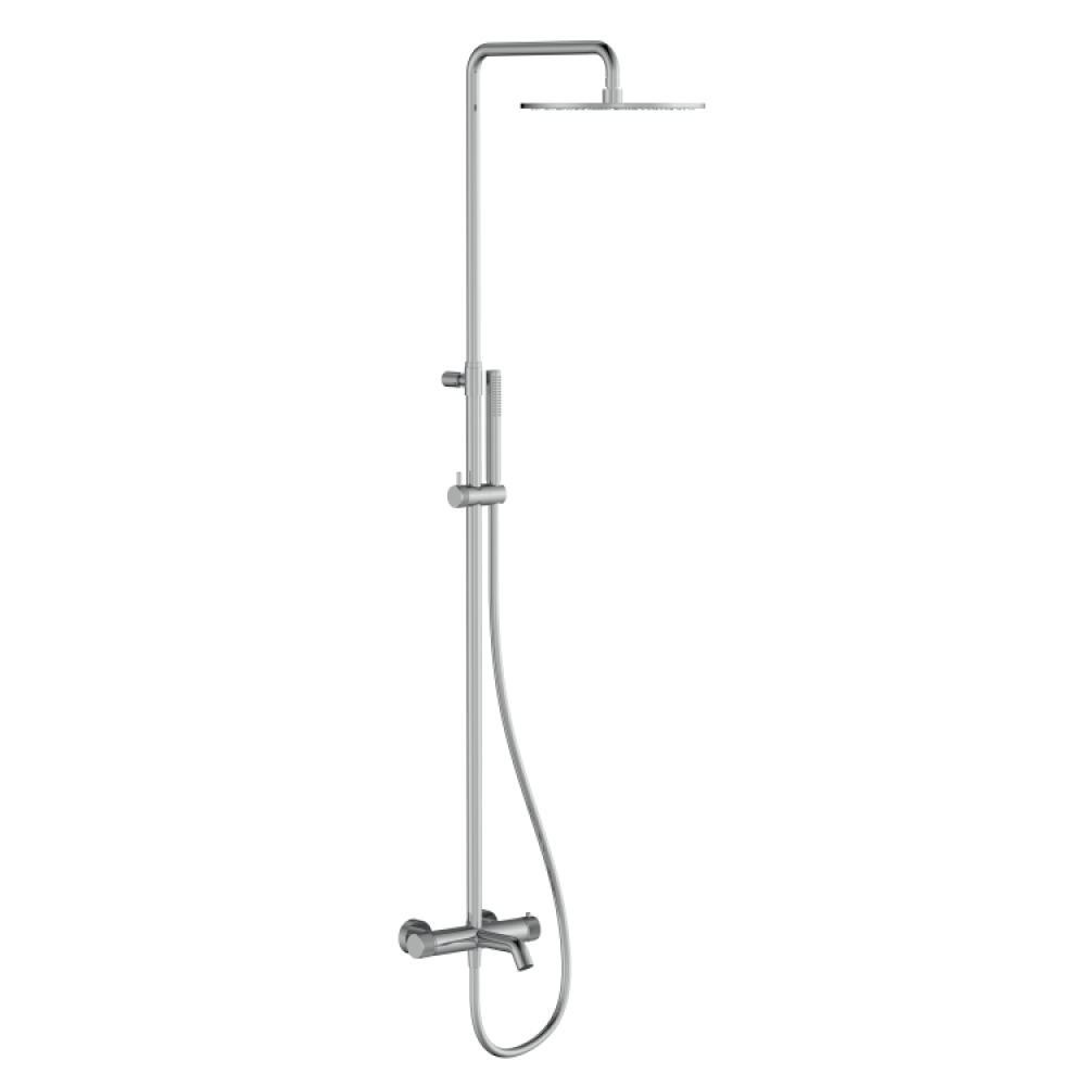 Душевая стойка, Splendy, Relax P, термостатический смеситель с фиксированным изливом, цвет-золото матовое (брашированное)