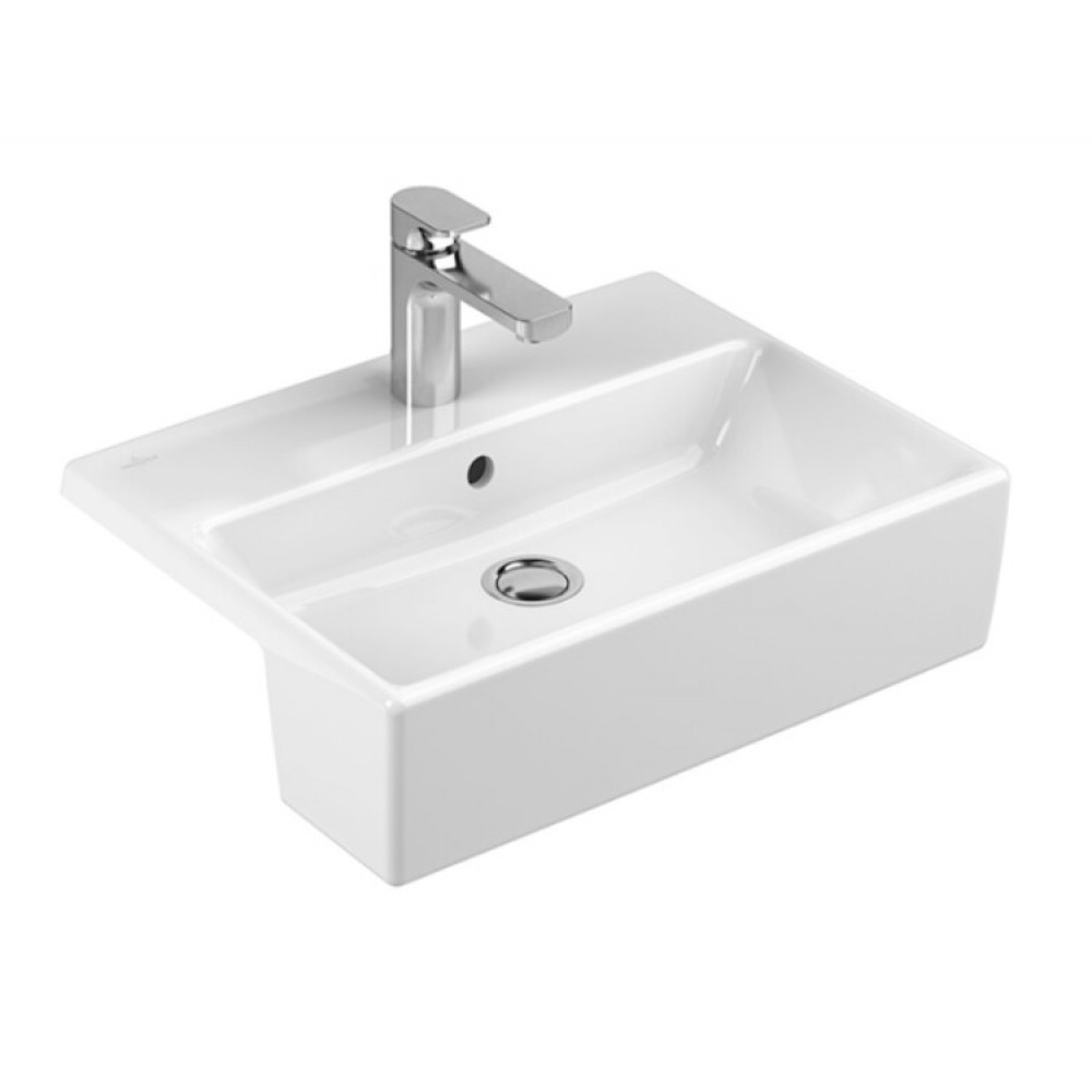 Раковина, Villeroy&Boch, Memento, шгв 550*425*140, отверстия для смесителя-1 сквозное, 2 промаркированных, цвет-альпийский белый