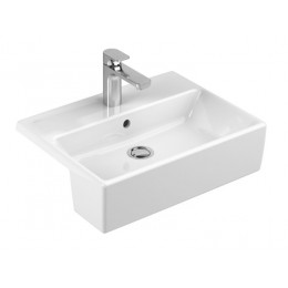 Раковина, Villeroy&Boch, Memento, шгв 550*425*140, отверстия для смесителя-1 сквозное, 2 промаркированных, цвет-альпийский белый