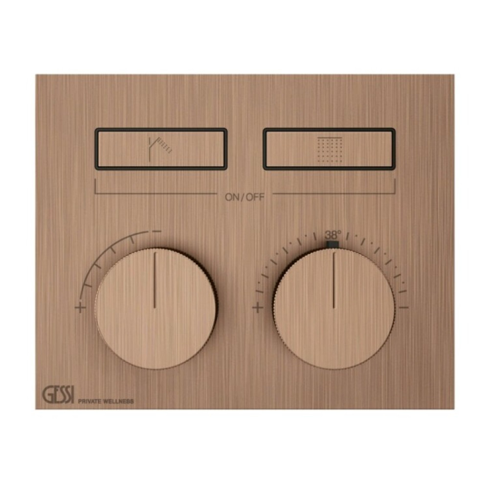 Смеситель для душа, Gessi, HI-FI, на 2 потребителя, цвет-Copper Brushed PVD