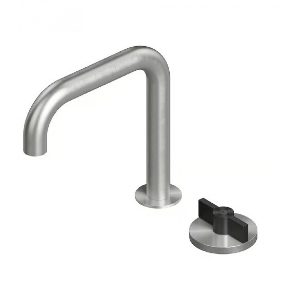 Смеситель для раковины, Quadro design, Valvola01, цвет-сталь брашированная/золото черное