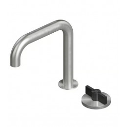 Смеситель для раковины, Quadro design, Valvola01, цвет-сталь брашированная/золото черное