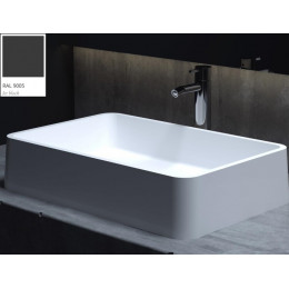 Раковина, Salini, Gloria, шгв 595*395*125, отверстия для смесителя-отсутствуют, цвет-RAL9005 глянцевый снаружи/белый матовый внутри