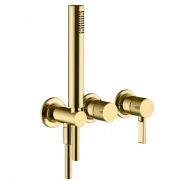 Смеситель для душа, Gessi, Inciso Bath&Shower, на 2 потребителя, цвет-Brushed Gold PVD