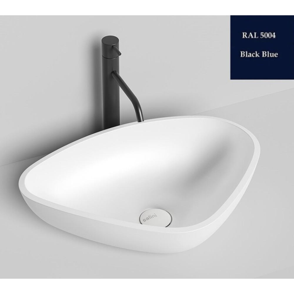 Раковина, Salini, Gloria, шгв 560*390*165, отверстия для смесителя-отсутствуют, цвет-RAL5004 матовый