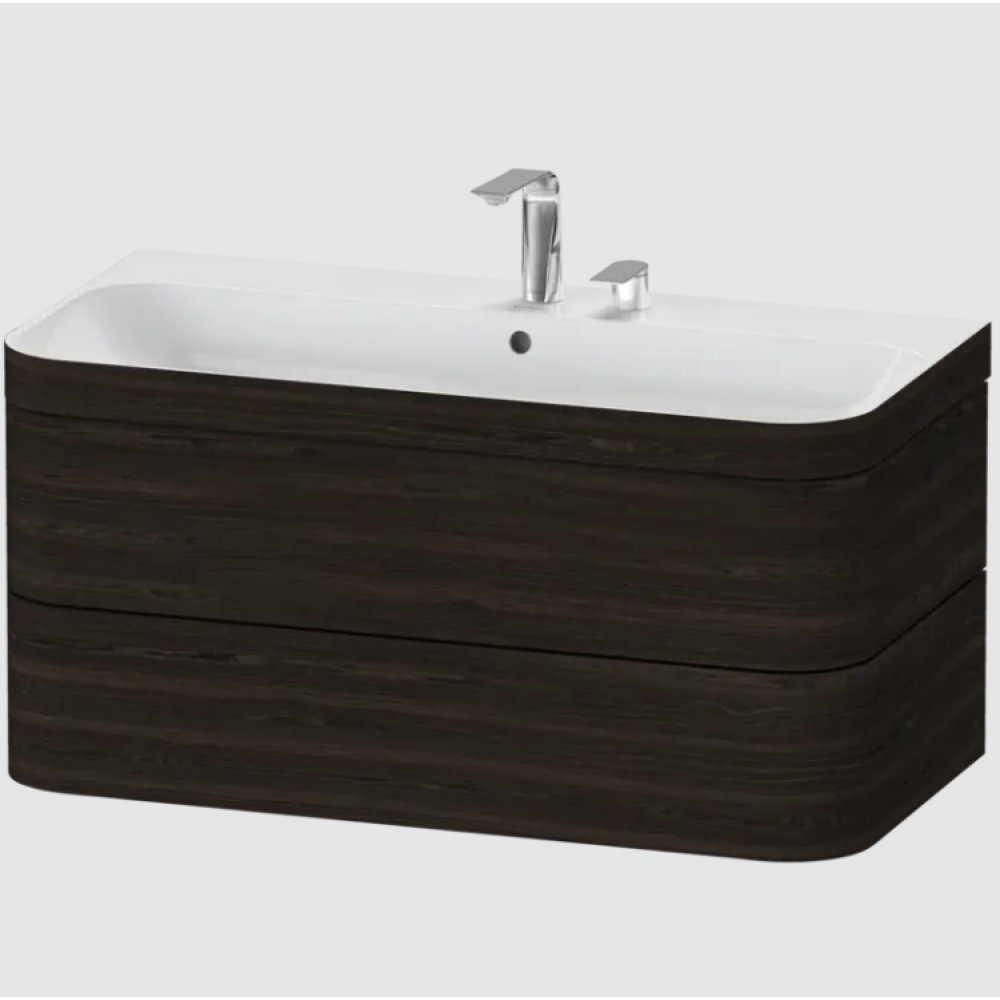 Тумба под раковину, Duravit, Happy D.2 Plus, шгв 975*490*480, раковина-в комплекте, цвет-орех брашированный