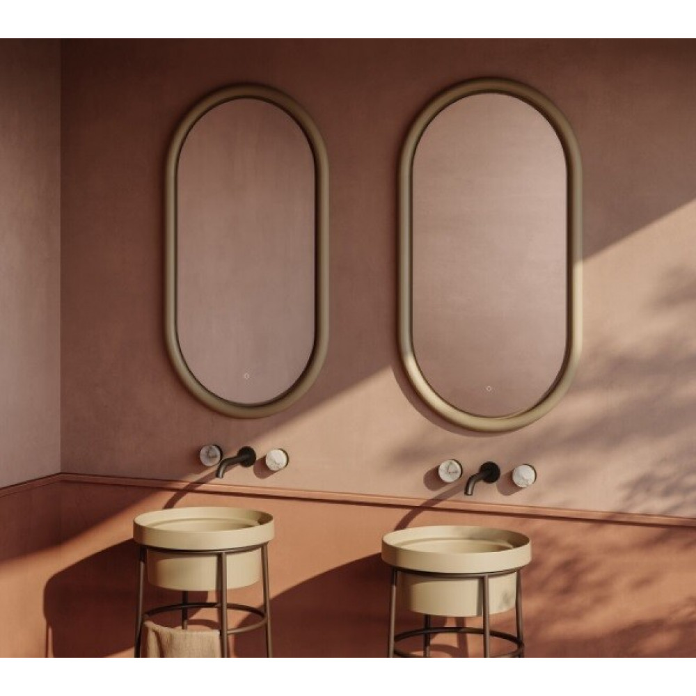 Зеркало, Artceram, Milano, овальное, шгв 550*55*1000, с подсветкой, цвет рамы-brown matera