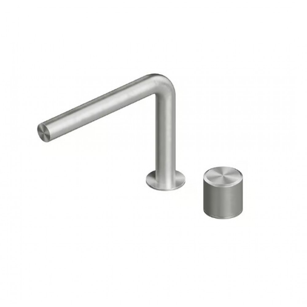 Смеситель для раковины, Quadro design, Stereo, цвет-сталь брашированная