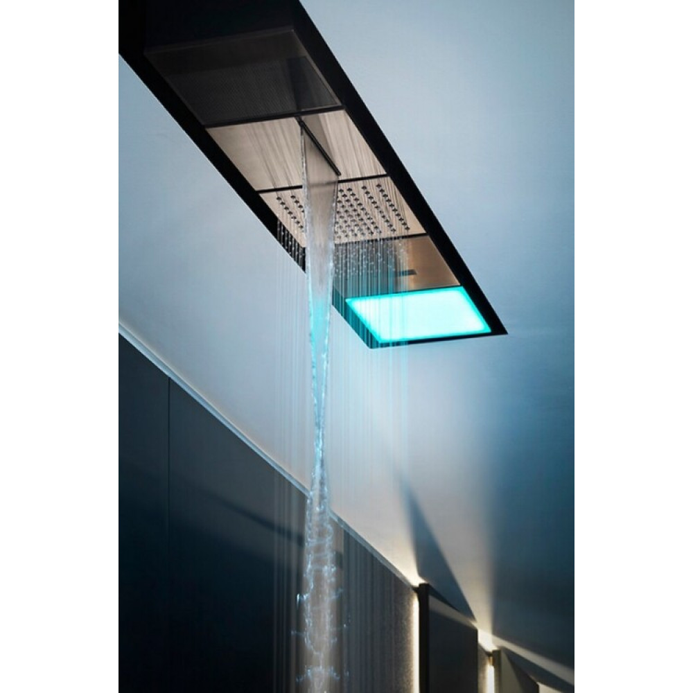 Комплект душевой системы, Gessi, Binario, цвет-Steel Brushed/Mirror Steel/Black XL