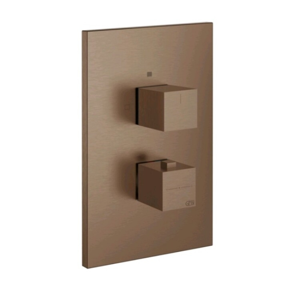 Смеситель для душа, Gessi, Rettangolo shower, на 3 потребителя, цвет-Copper Brushed PVD