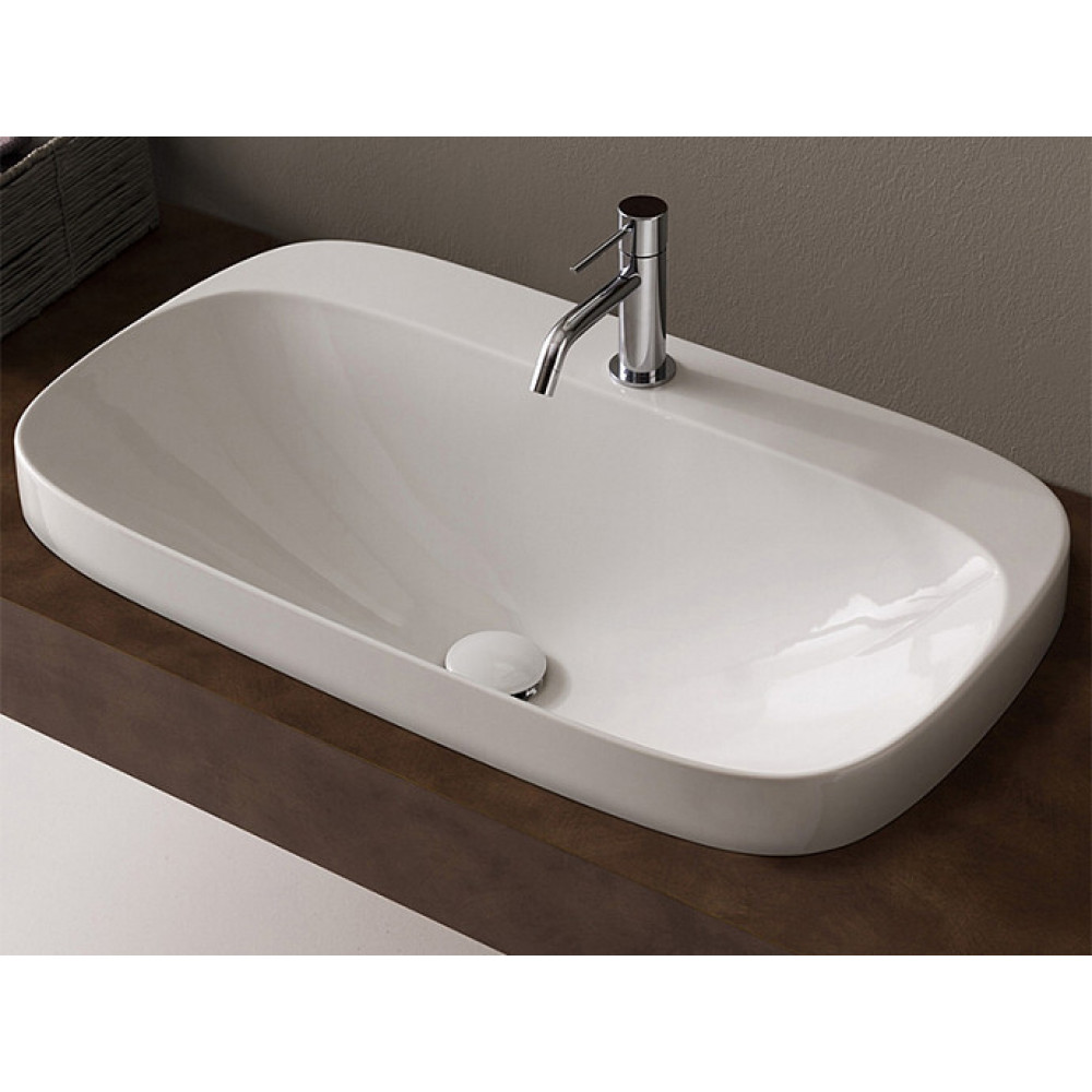 Раковина, Scarabeo, Moon, шгв 720*420*180, отверстия для смесителя-1, цвет-белый