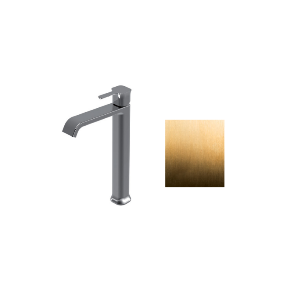 Смеситель для раковины, Ritmonio, Taormina, ручка с рычагом-PR35MA101GOX, цвет смесителя и ручки-золото брашированное (Brushed Gold)