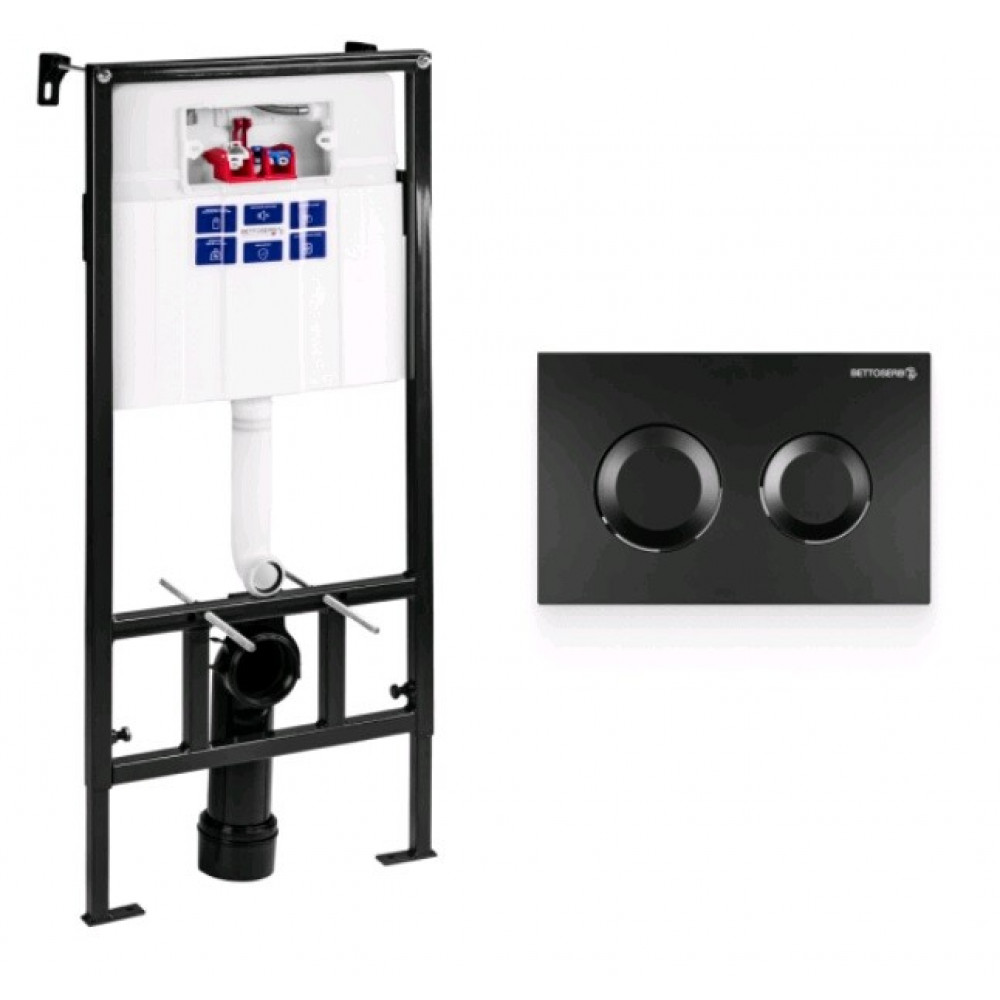 Инсталляция, Bettoserb, Sava Fix Slim, для унитаза, шгв 520*200*1136, цвет клавиши-чёрный матовый