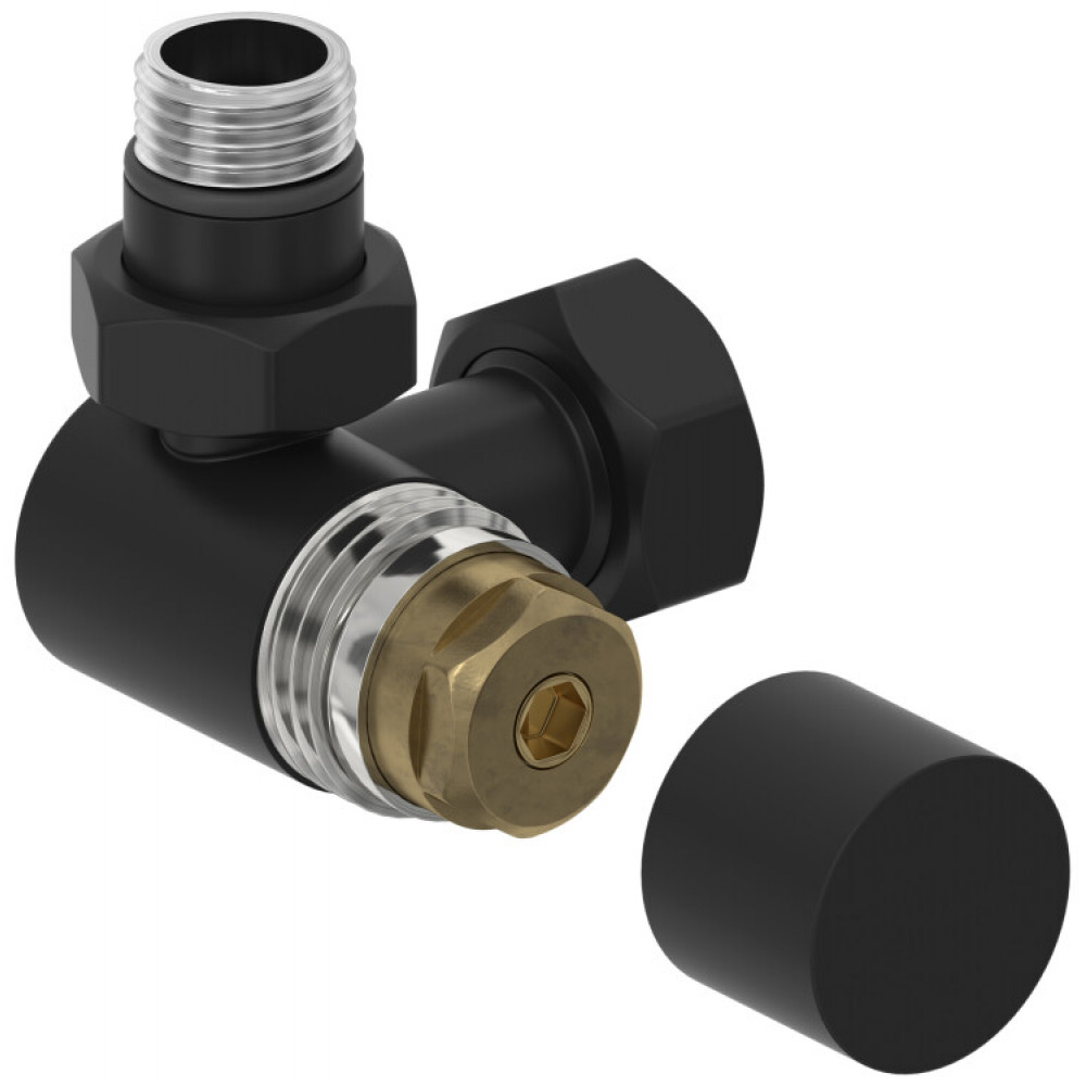 Вентиль, Сунержа, 3D, G 1/2" НР х G 3/4" НГ, левый, под шестигранник, цвет-чёрный матовый