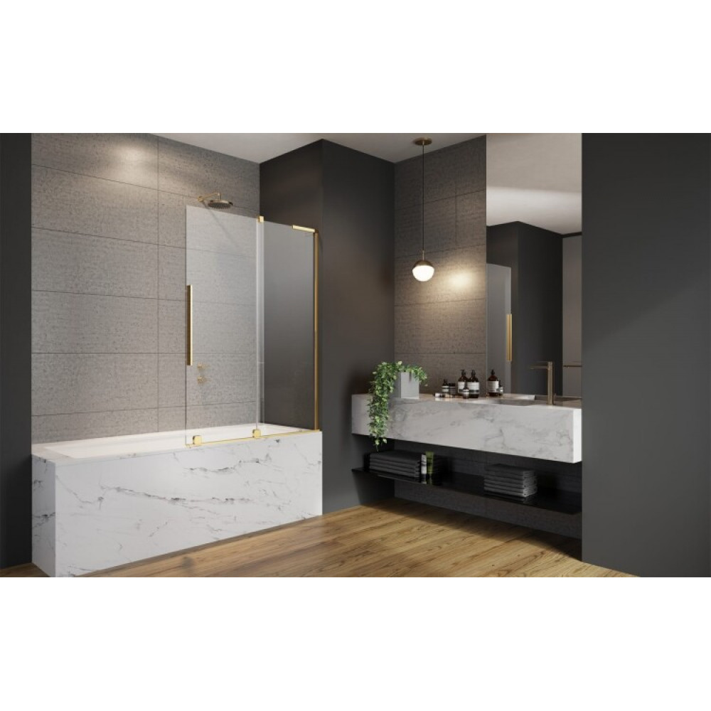 Шторка на ванну, Radaway, Furo SL PND II, шв 538*1500, петли-справа, цвет фурнитуры-золото, цвет стекла-прозрачный, Easy Clean