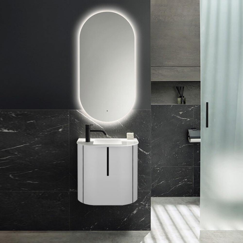 Тумба под раковину, Burg, Lavo 2.0, шгв 530*350*492, ручка-G0227, раковина-в комплекте, цвет-White high gloss