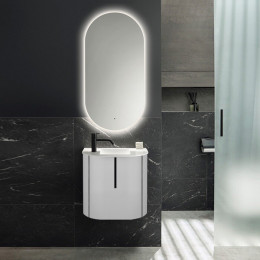 Тумба под раковину, Burg, Lavo 2.0, шгв 530*350*492, ручка-G0227, раковина-в комплекте, цвет-White high gloss