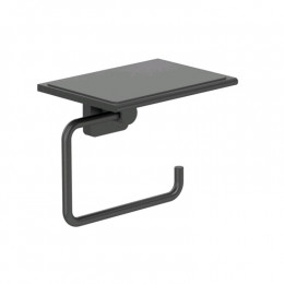 Бумагодержатель, Kludi, VELA S, без крышки, с полкой, шгв 139*100*122, цвет-сталь оружейная