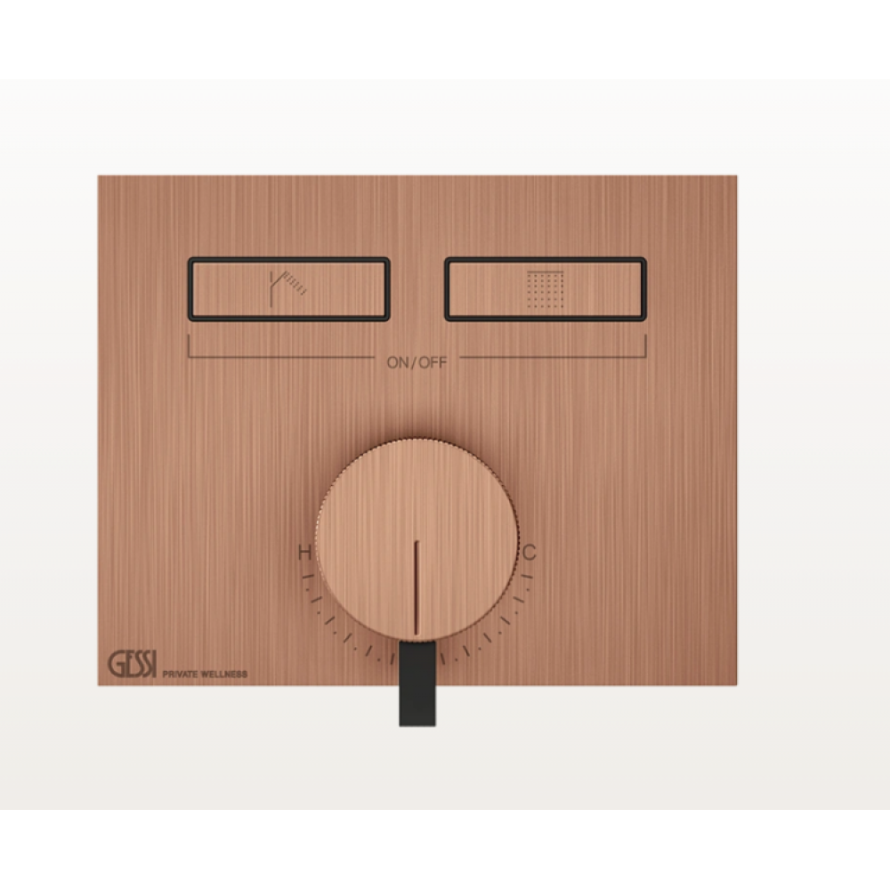 Смеситель для душа, Gessi, HI-FI, на 2 потребителя, цвет-Copper Brushed PVD