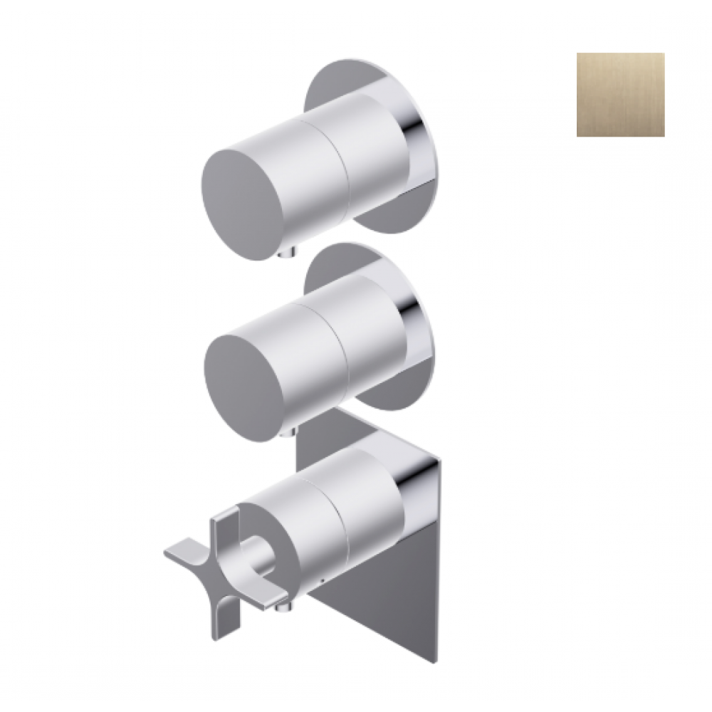 Смеситель для душа, Ritmonio, Diametro35 Cross, на 2 потребителя, цвет-Brushed Champagne