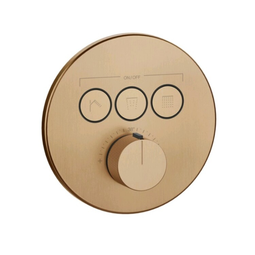 Смеситель для душа, Gessi, HI-FI Comfort, на 3 потребителя, цвет-Warm Bronze Brushed PVD