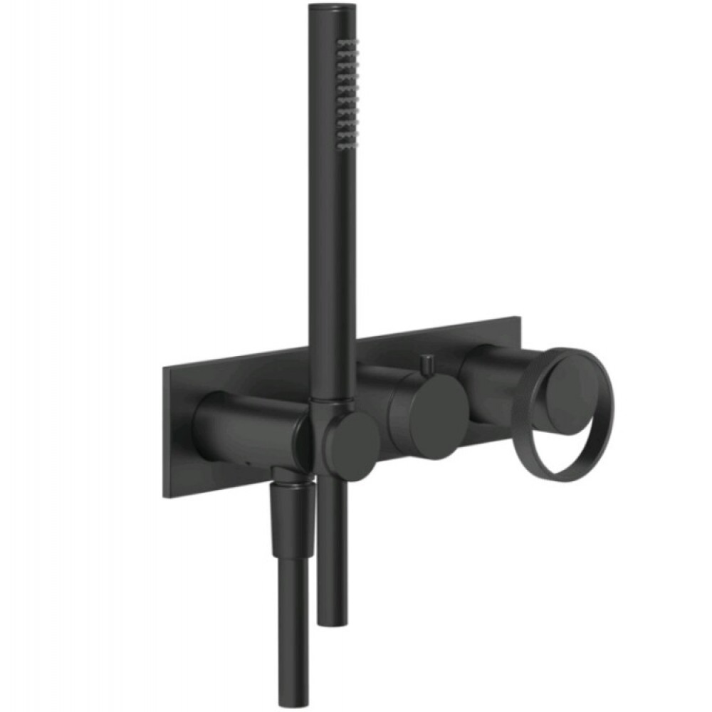 Смеситель для душа, Gessi, Anello, на 2 потребителя, цвет-черный матовый