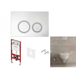 Комплект, TECE, TECEbasic, унитаз+инсталляция+клавиша смыва, цвет унитаза-белый, цвет клавиши-хром глянцевый с хромированным контуром клавиш