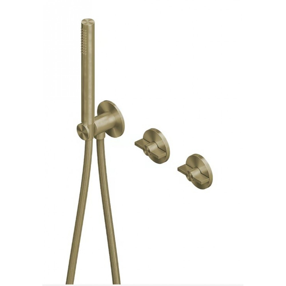 Смеситель для ванны и душа, Quadro design, Valvola01, на 2 потребителя, цвет-золото светлое