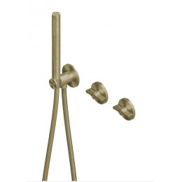 Смеситель для ванны и душа, Quadro design, Valvola01, на 2 потребителя, цвет-золото светлое